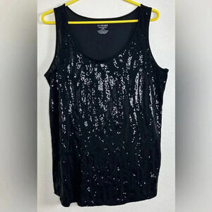 Lane Bryant Sparkle Sequin Tank Top Semi Sheer Womens Size 14/16